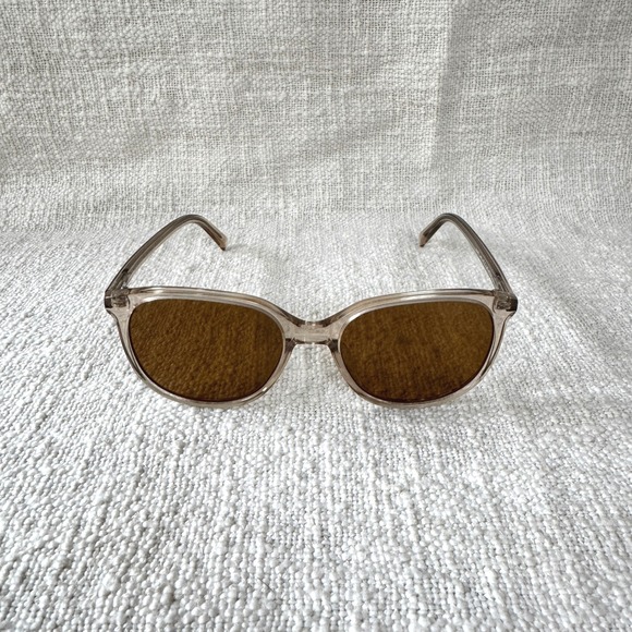 Warby Parker Laurel Sunglasses Smokey Gray Clear Frame‎ Brown Lenses Case - Picture 2 of 7